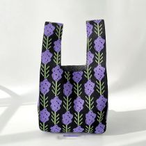 Fashion Lavender Black Polyester Knitted Printed Tote Bag