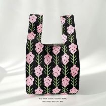 Fashion Lavender Coffee Polyester Knitted Printed Tote Bag