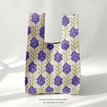 Fashion Lavender Rice Polyester Knitted Printed Tote Bag