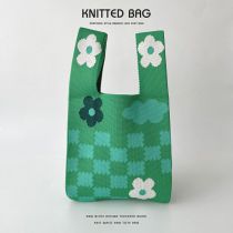Fashion Small Green Clouds Polyester Knitted Printed Tote Bag