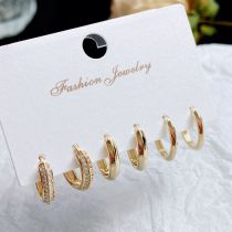Fashion 20# Copper And Diamond Geometric Round Earrings Set