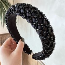 Fashion Black Mesh Crystal Wide-brimmed Headband