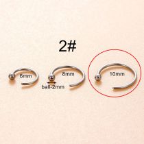 Fashion 2# Spherical Type 10mm Single Stainless Steel Diamond C-shaped Piercing Nose Ring