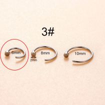 Fashion 3# Nail Type 6mm Single Stainless Steel Diamond C-shaped Piercing Nose Ring