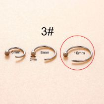 Fashion 3# Nail Style 10mm Single Stainless Steel Diamond C-shaped Piercing Nose Ring