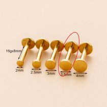 Fashion 3.5mm (single) 049-gold Stainless Steel Round Cake Lip Piercing Nail