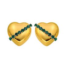 Fashion Green Diamond Model Stainless Steel Diamond Love Earrings