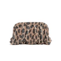 Fashion Leopard Print Pu Diamond Pleated Crossbody Bag