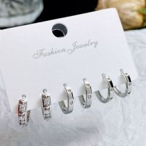 Fashion 19# Copper And Diamond Geometric Earrings Set
