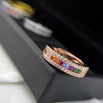 Fashion [colored Diamond Plated With Rose Gold Copper Diamond Geometric Ring
