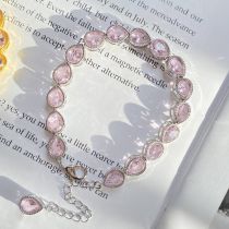 Fashion Pink Diamond [white Gold Plated] Copper And Diamond Drop-shaped Bracelet