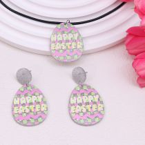 Fashion Plaid Easter Egg [earrings And Necklace Set] Acrylic Easter Egg Earrings Necklace Set