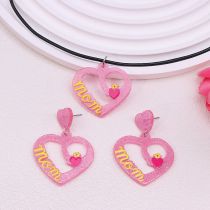 Fashion Yellow Letter Love [earrings And Necklace Set] Acrylic Love Earrings And Necklace Set