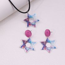 Fashion Purple Night Sky Stars Acrylic Star Earrings Necklace