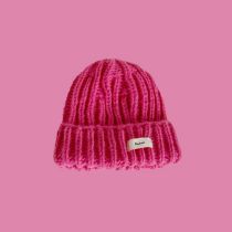 Fashion Letter Small Cloth Label Rose Red Head Circumference 50-54cm Acrylic Knitted Patch Beanie
