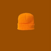 Fashion Solid Color Light Board Orange-medium-sized Children And Adults Solid Color Knitted Rolled Edge Beanie