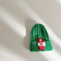 Fashion Bow Snowman Green Head Circumference 52-57cm Acrylic Knitted Three-dimensional Christmas Beanie