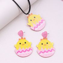 Fashion Eggshell Chick【earrings Necklace Set】 Acrylic Eggshell Chick Necklace And Earrings Set