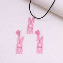 Fashion Pink [earrings + Necklace Set] Acrylic Letter Earrings Necklace Set