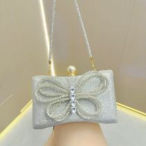 Fashion Silver Silver Polyester Diamond Butterfly Shoulder Bag