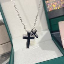 Fashion 【pitch Black】with Chain Copper Epoxy Cross Necklace