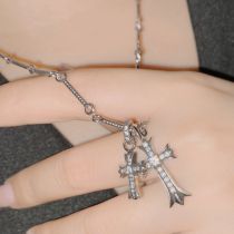 Fashion Cross [thai Silver-white Diamond] Includes 50cm Chain Copper Diamond Cross Necklace