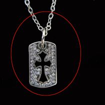 Fashion Hang Tag [thai Silver] Does Not Include Chain Copper Inlaid Diamond Hollow Cross Tag