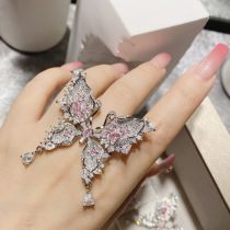 Fashion [diafen Butterfly] Opening The Mouth Copper Diamond Butterfly Ring