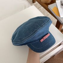 Fashion Medium Denim Acrylic Denim Short Brim Newsboy Hat