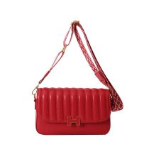 Fashion Red 3 Pu Vertical Pattern Flap Crossbody Bag