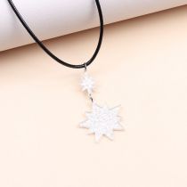 Fashion White Stars Leather Starburst Necklace