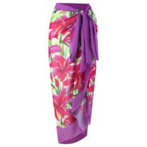 Fashion Y208 Purple Skirt Nylon Printed Knotted Beach Skirt