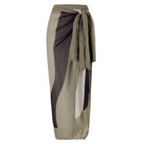 Fashion Y301 Camel Skirt Nylon Printed Knotted Beach Skirt