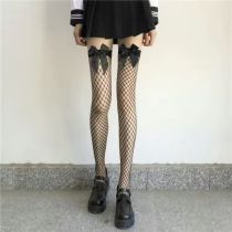 Fashion Internet Black + Black Cotton High-cut Over-the-knee Stockings