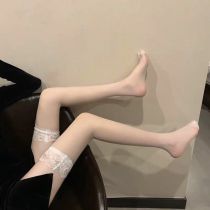 Fashion Long Tube Lace White Cotton High-cut Over-the-knee Stockings