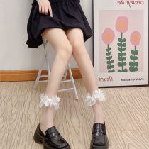 Fashion White Petal Edge-solid Color Socks Petal Lace Socks