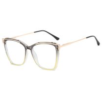 Fashion Gray Above And Yellow Below Ac Cat Eye Large Frame Flat Mirror