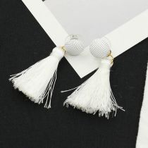 Fashion White Alloy Geometric Tassel Earrings
