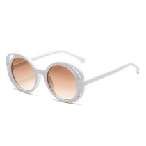 Fashion White Frame Double Tea C7 Oval Sunglasses