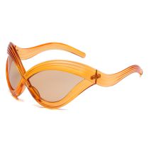 Fashion Translucent Tea Frame Tea Slices C4 Pc Wave Sunglasses
