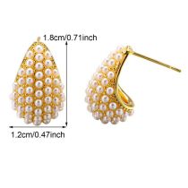 Fashion Gold Stainless Steel Drop Earrings With Pearls