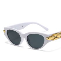 Fashion Solid White Frame Gray Film Oval Small Frame Sunglasses