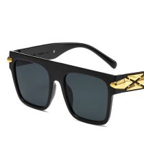 Fashion Glossy Black Framed Gray Film Pc Square Large Frame Sunglasses