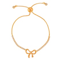 Fashion Gold Copper Set Zirconia Bow Bracelet
