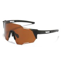 Fashion Black Frame Tea Slices Pc Irregular Integrated Sunglasses