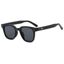 Fashion Glossy Black Framed Black And Gray Film Square Rice Stud Sunglasses