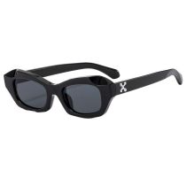 Fashion Bright Black And White Frame Black And Gray Film Pc Irregular Sunglasses
