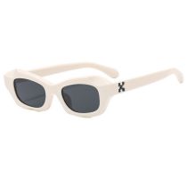 Fashion Off-white Frame Black And Gray Film Pc Irregular Sunglasses