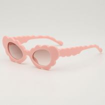 Fashion Pink Frame Double Tea Tablets Cat-eye Wave Children's Sunglasses