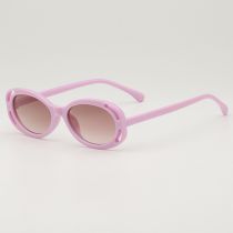 Fashion Purple Frame Ac Hollow Oval Children's Sunglasses